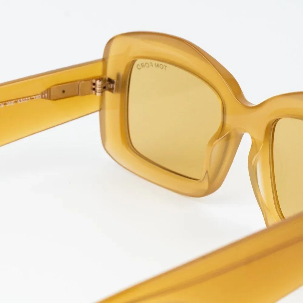 Tom Ford VENETIA Men Sunglasses Yellow Brown Rectangle FT1218 39E NEW AUTHENTIC